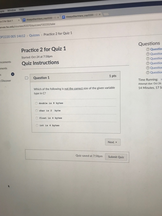 ask questions 6. Take the practice quiz again. Correct answers to the