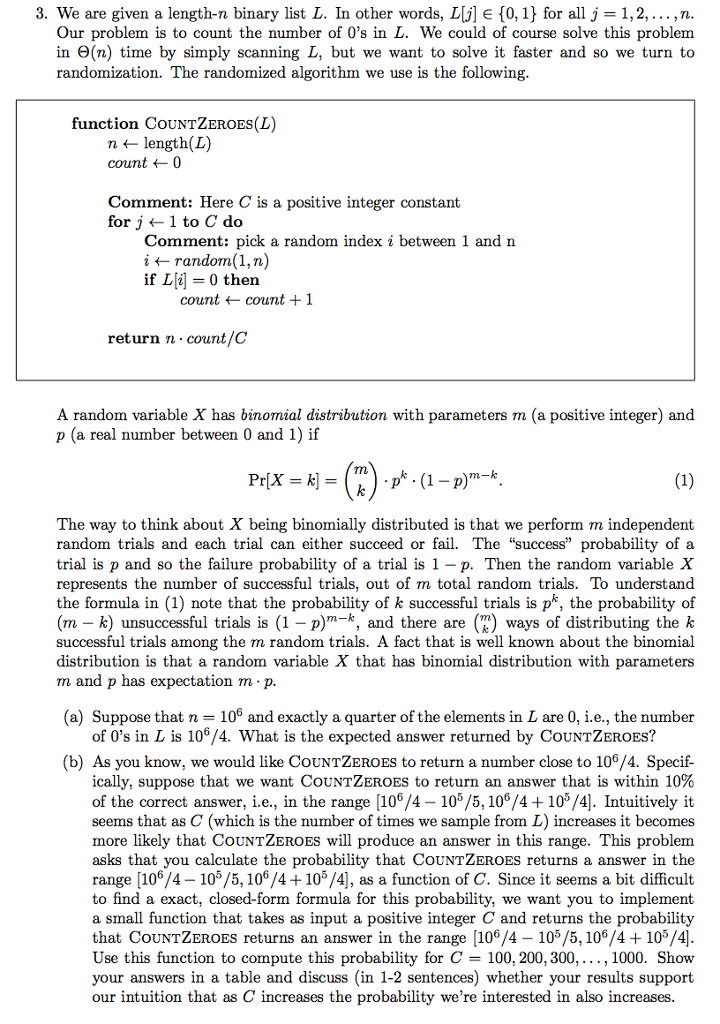 We are given a length-n binary list L. In other words,