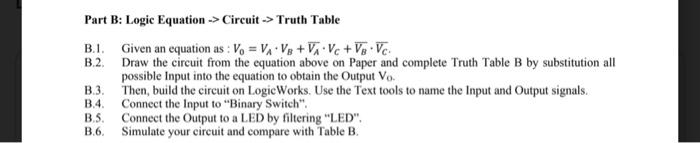  pla help me the lab Part B: Logic Equation > Circuit
