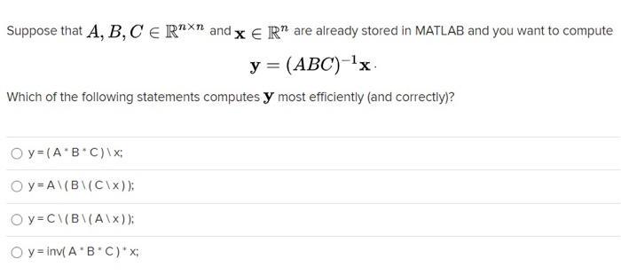  Suppose that A, B, C e R**n and x e Rare