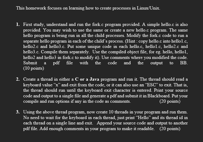  Hello.c fork.c 1. First study, understand and run the fork.c program