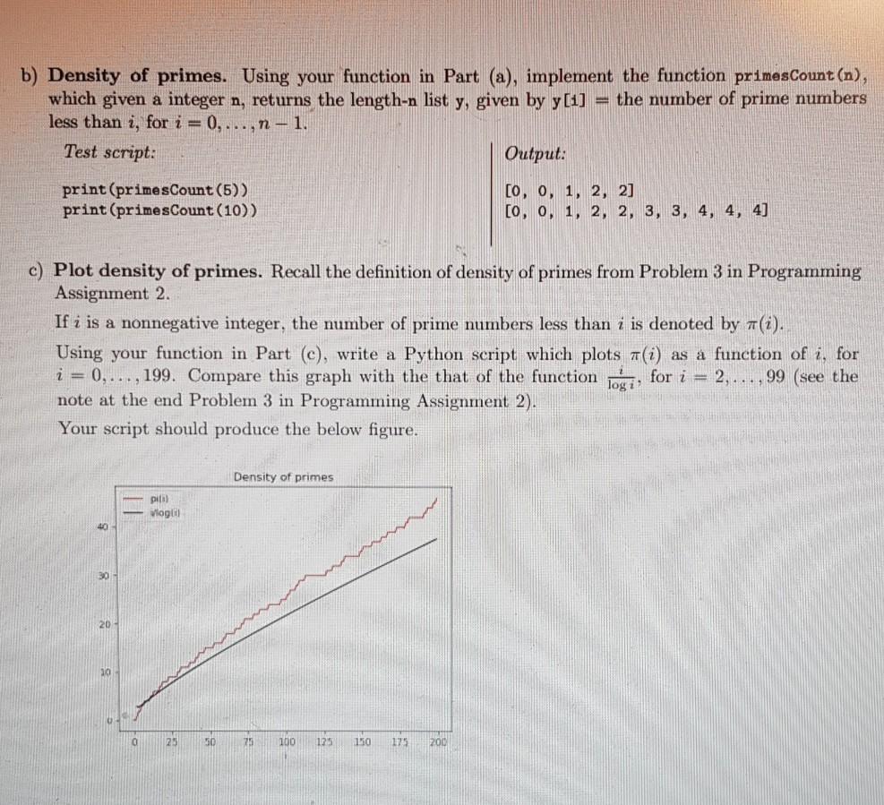 a) Generate primes. Implement the function generatePrimes(n), which given a integer n,