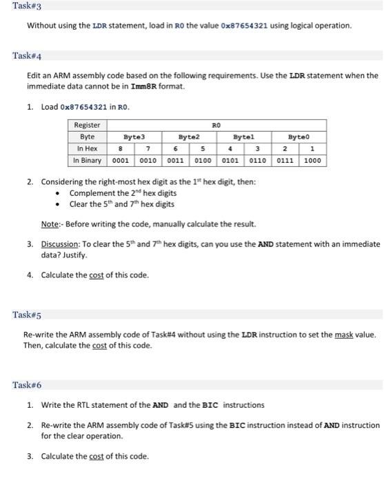 Is for micro processer lab course Task#3 Without using the LDR statement,