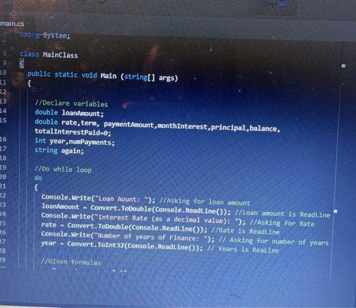 do in c# the first 3 pictures are the program to rework