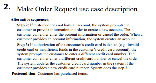 Use case name: Make Order Request Summary: Customer enters an order request