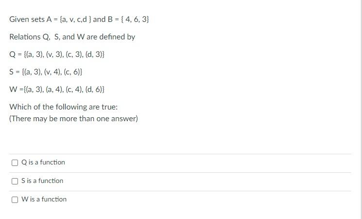  Given sets A = {a, v,c,d) and B = {4, 6,
