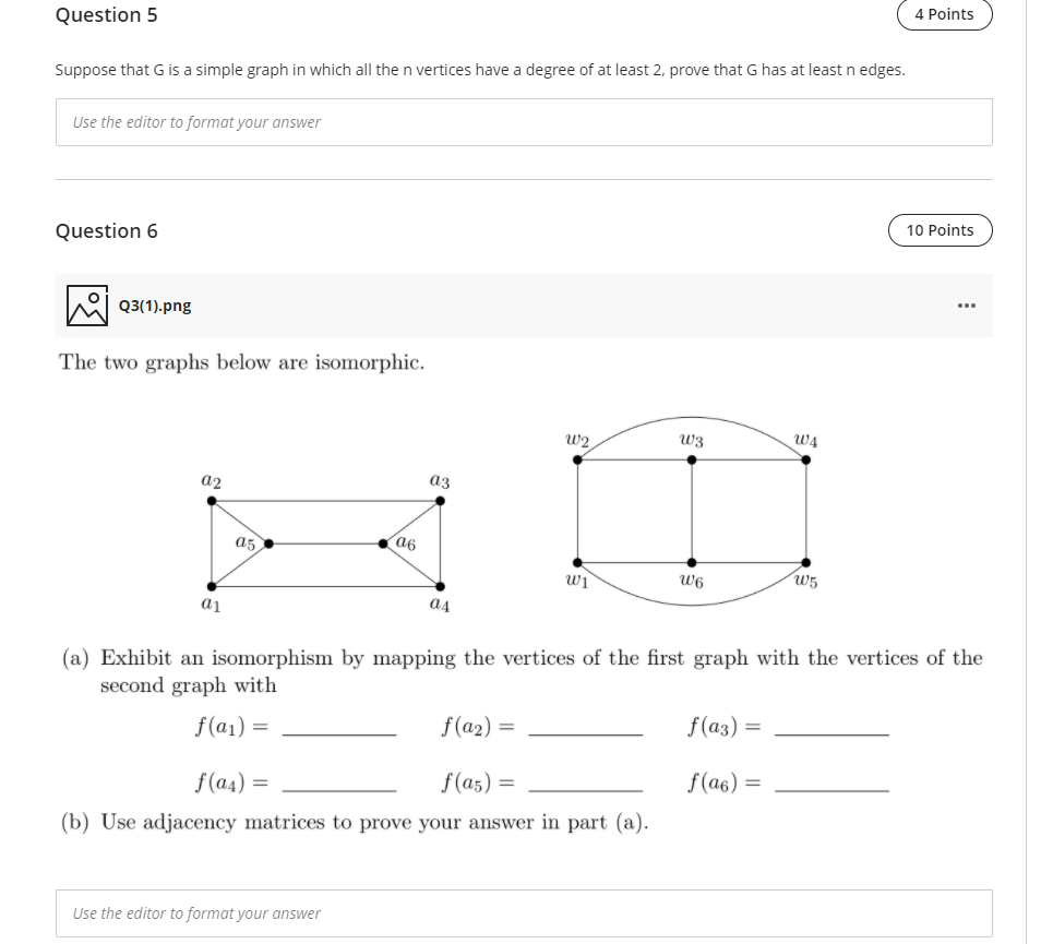  Question 5 4 Points Suppose that is a simple graph in
