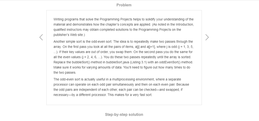 need to create a simples sort method for sorting even odd numbers.
