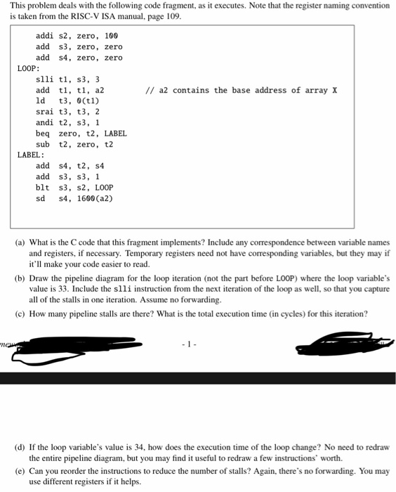  Computer Architecture question: This problem deals with the following code fragment,