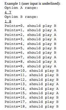 is best to play for each point value (i.e. whichever tally is