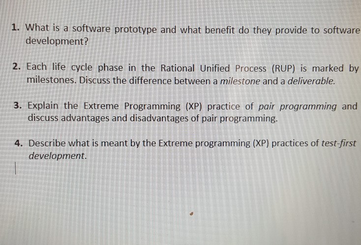  1. What is a software prototype and what benefit do they