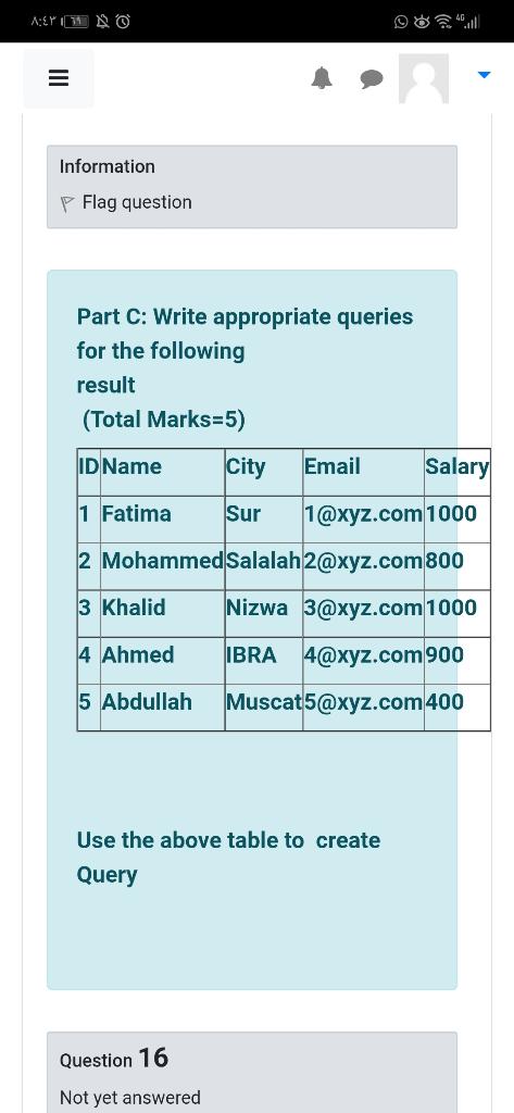  A:ET 79 Information Flag question Part C: Write appropriate queries for