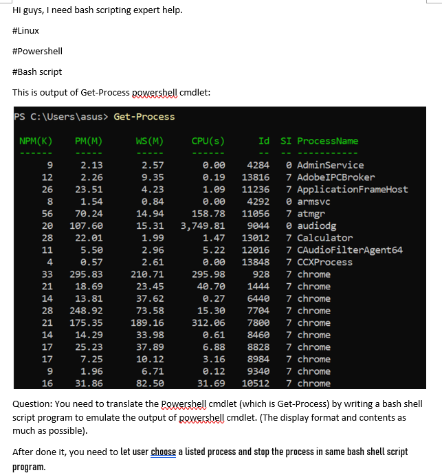  you have to format the linux bash script output to look