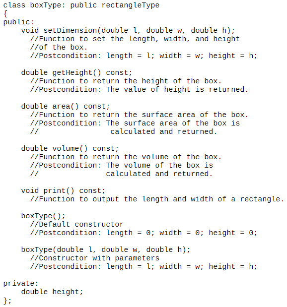Studio rectangleType header file (.h) rectangleType implementation file (.cpp) boxType header file