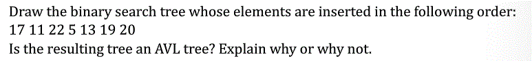  Draw the binary search tree whose elements are inserted in the