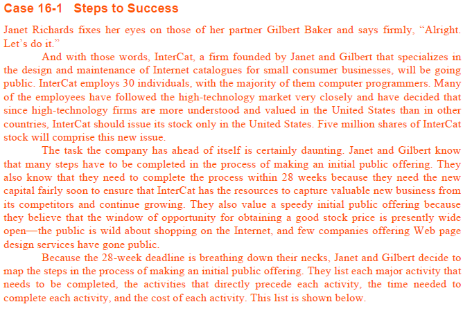 Please, use Excel to solve problem. Case 16-1 Steps to Success Janet