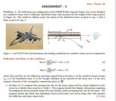  Max. Points: 20 ASSIGNMENT 4 Problem -1: The mid-wing type configuration