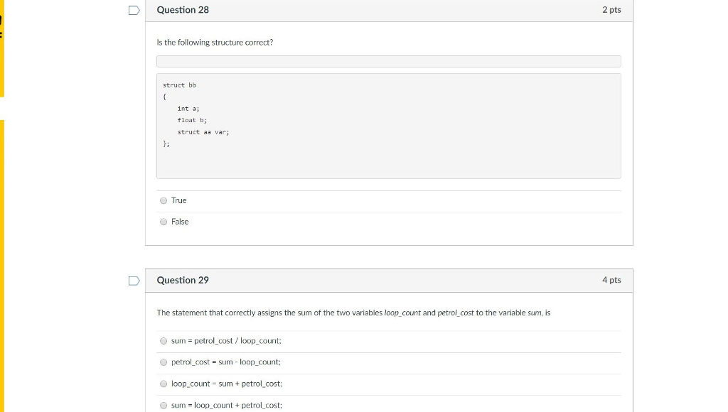 Is the following structure correct? struct bb { int a: float