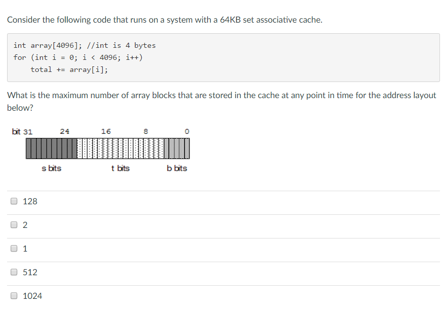  Consider the following code that runs on a system with a