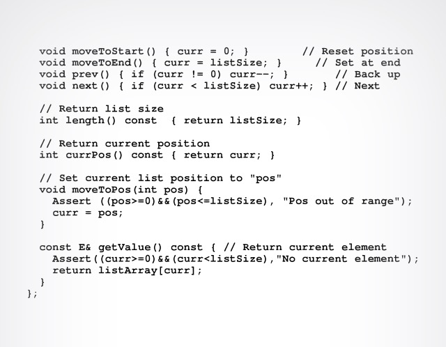 of List (Figure 4.1). Use the AList class (Array-Based List) on Figure