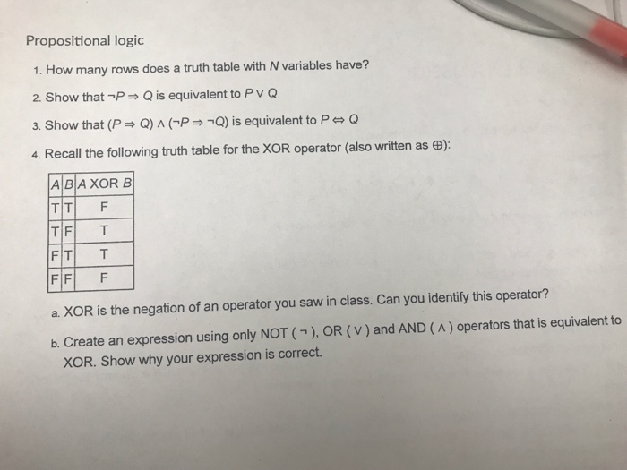  How many rows does a truth table with N variables have?