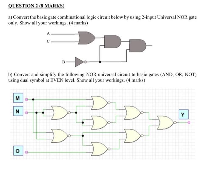  QUESTION 2 (8 MARKS) a) Convert the basic gate combinational logic