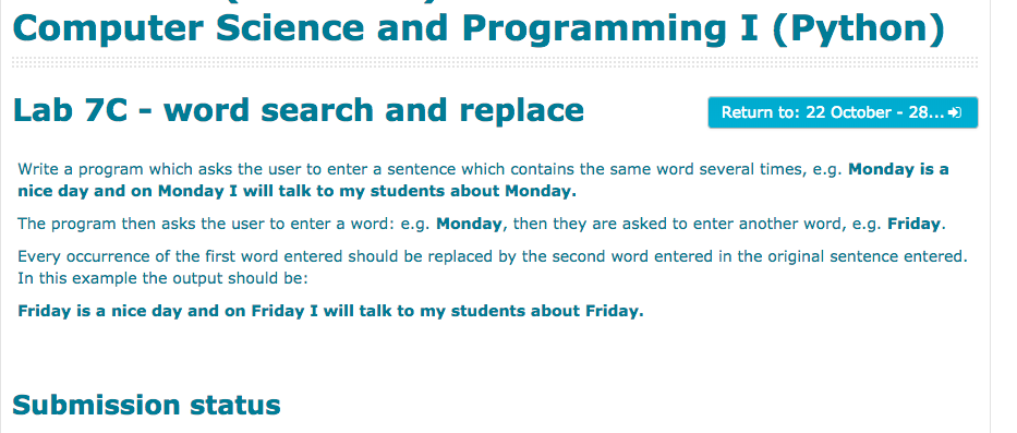  Computer Science and Programming I (Python) Lab 7C -word search and