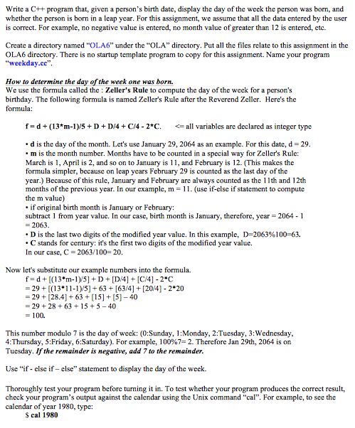  Write a C++ program that, given a person's birth date, display