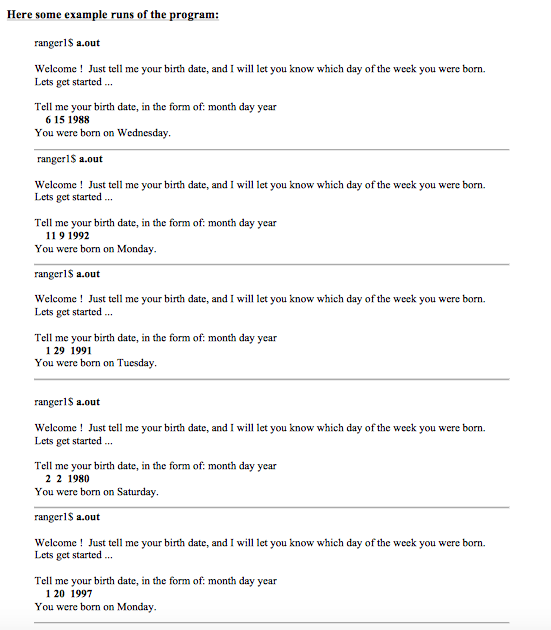 the day of the week the person was born, and whether the