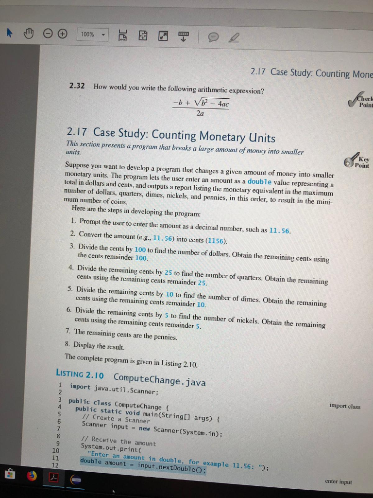  Please solve 2.17 | | 100% 2.17 Case Study: Counting Mone