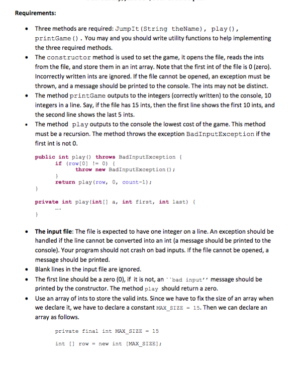 piece of code to fill in and the program also need to