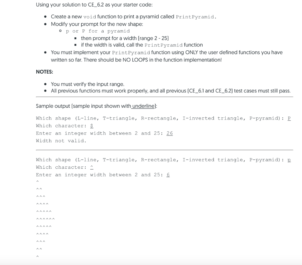 Using this starter code: #include //function prototypes void PrintLine(int length, char theChar);