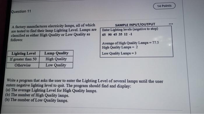 i want java code 14 Points Question 11 A factory manufactures