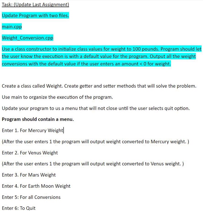  Need help on c++ homework. Thanks Need help updating code from