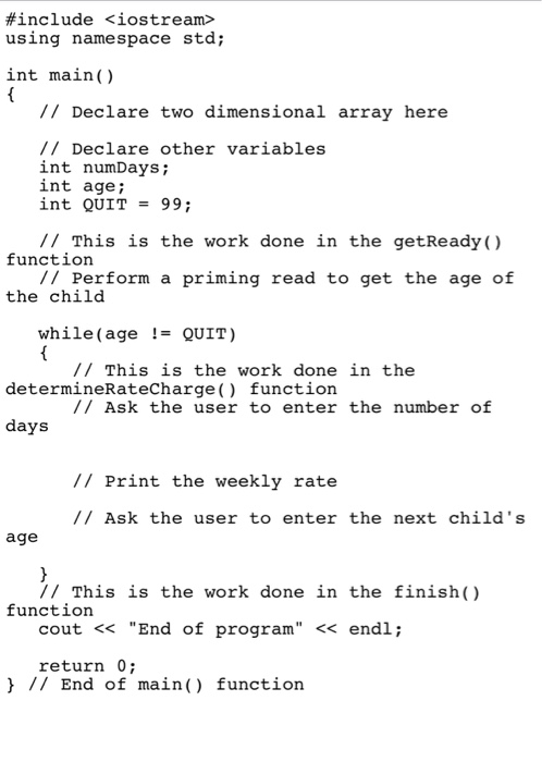 to continue Num areaArray [HEIGHT][WIDTH] Num n,m //loop counters for (n 0