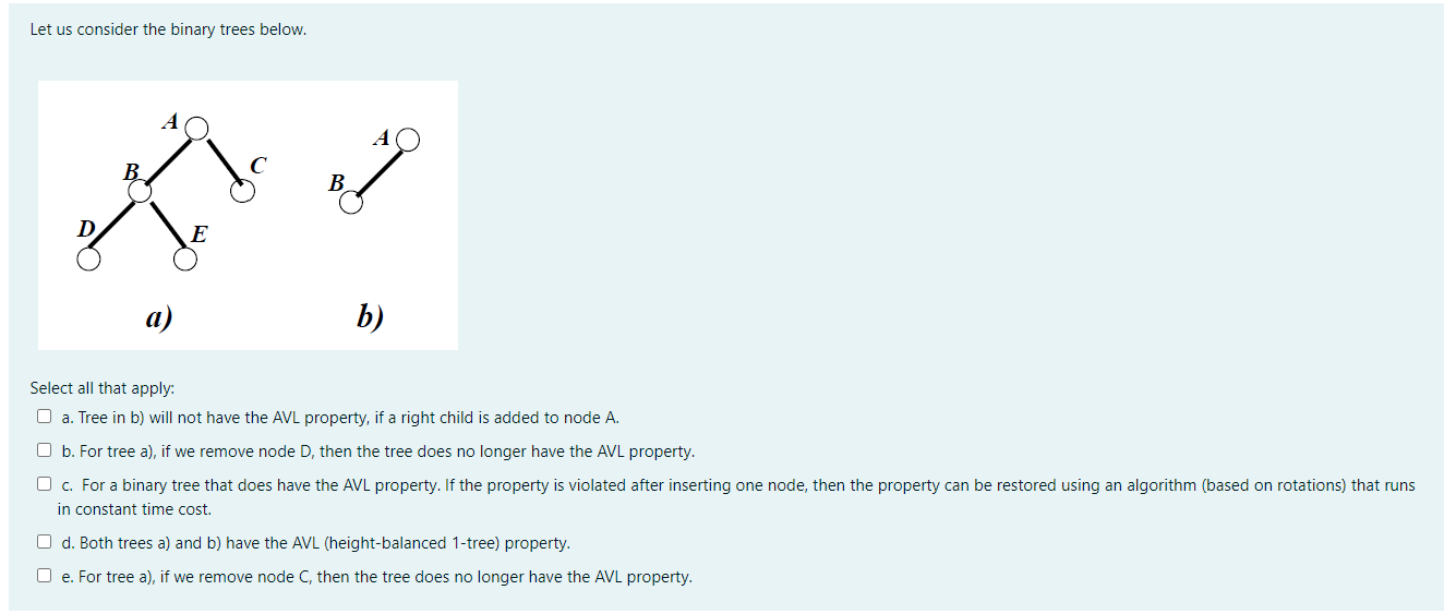  Let us consider the binary trees below. 1 B D E