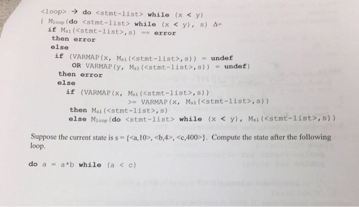 statement lists and post-test loops. ? x = { Ms ( ,