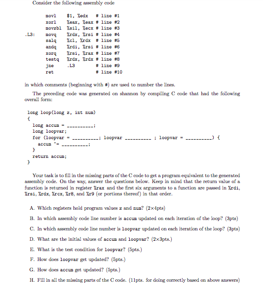  Consider the following assembly code mov! S1, %edx # line #1