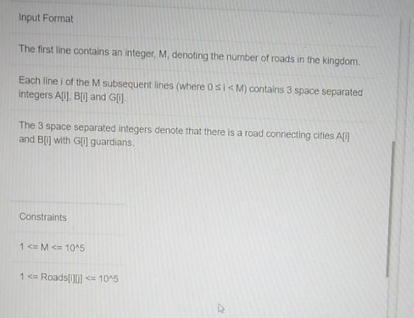 Land consists of M bidirectional roads connecting M+1 cities such that one