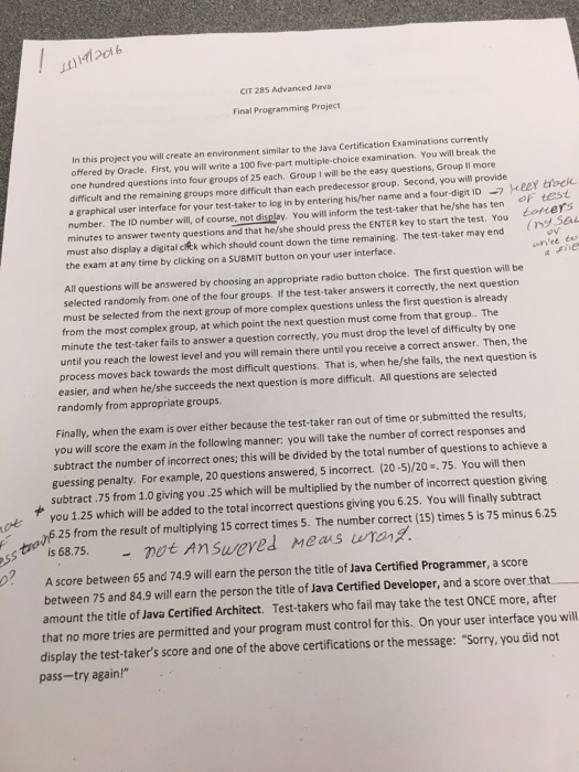 the code needs to be in javafx and the program asks questions