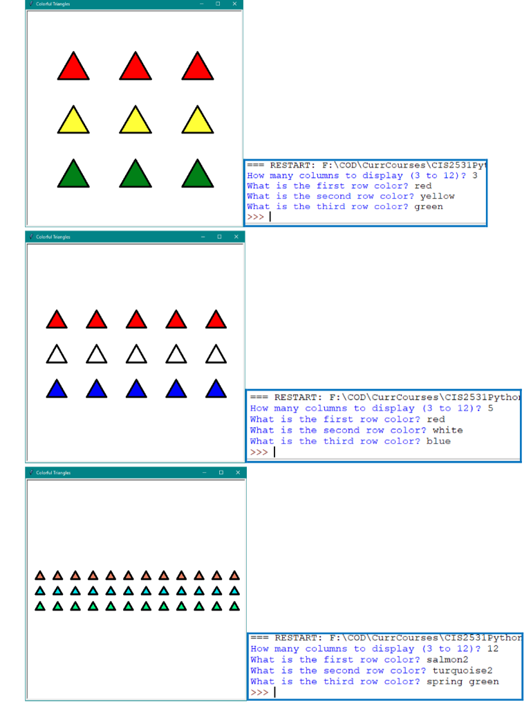 Python program that uses nested loops to draw (i.e. not stamp) 3