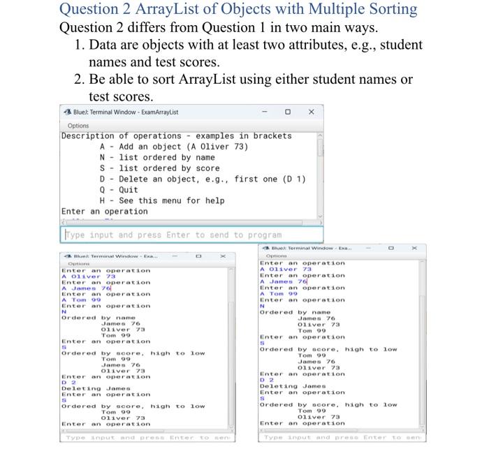  please do fast Question 2 ArrayList of Objects with Multiple Sorting