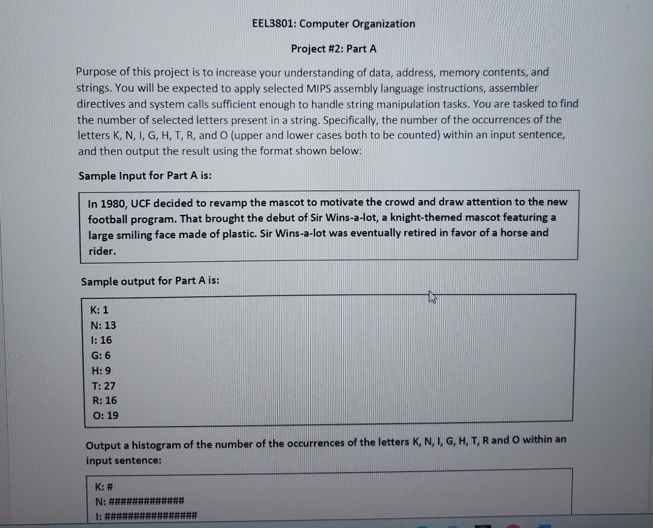  EEL3801: Computer Organization Project #2: Part A Purpose of this project