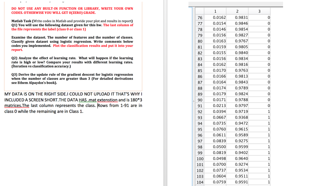  Matlab Task (Write codes in Matlab and provide your plot and