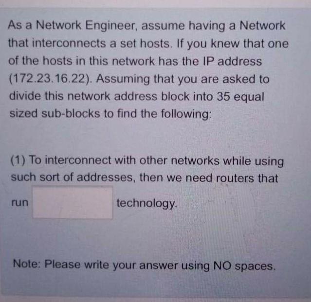 As a Network Engineer, assume having a Network that interconnects a