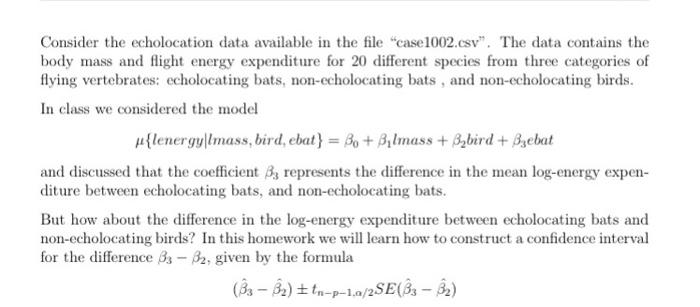 clear answer, please and I need R cod. Consider the echolocation data