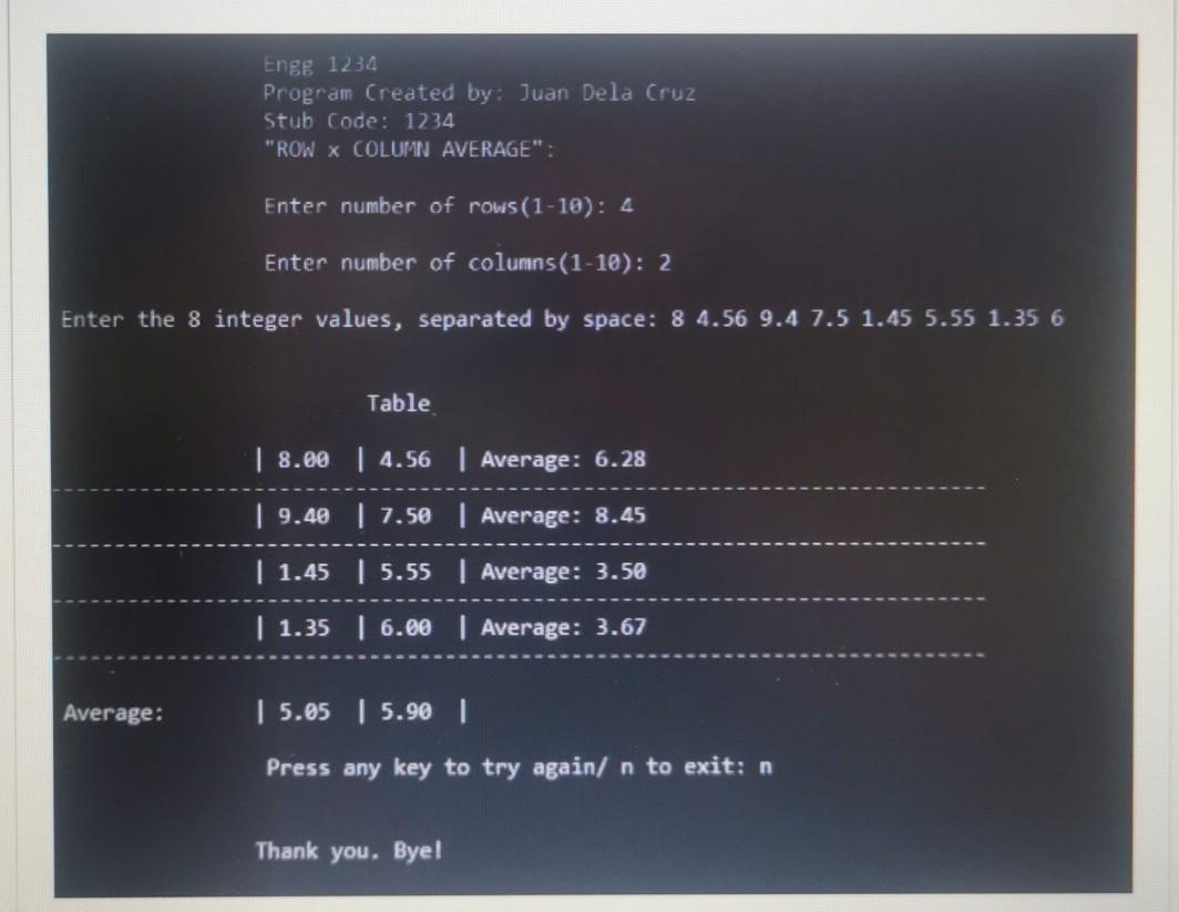 enter the rxc - number of values (it should be able to