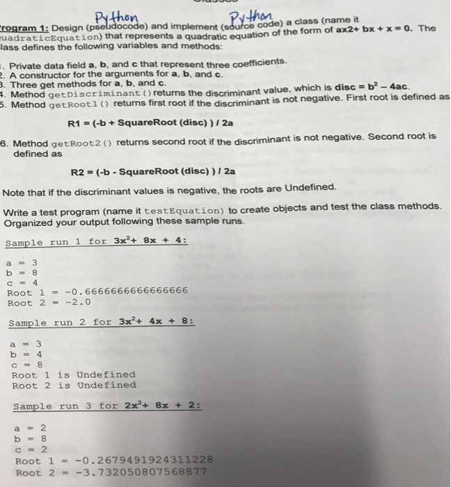  on e) and implement code) a class (name it rogram 1: