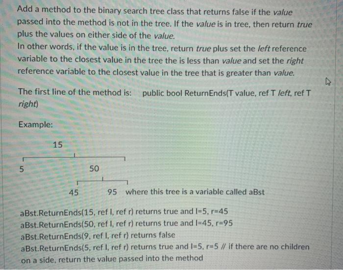  c# programming Add a method to the binary search tree class
