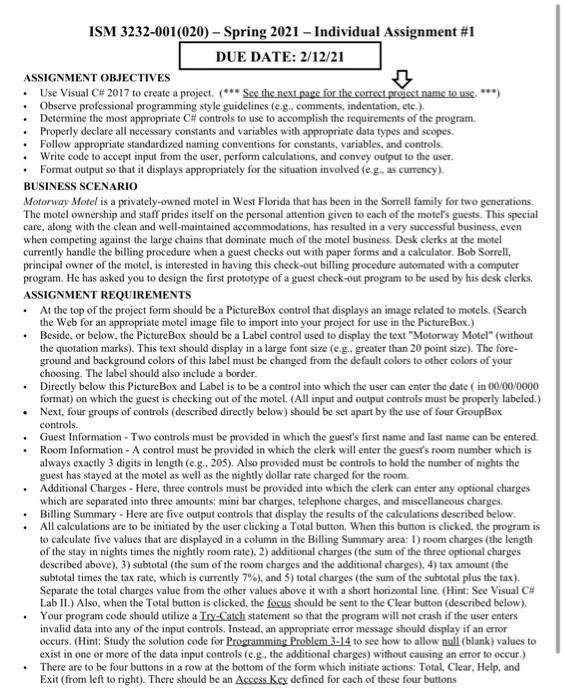  . . ISM 3232-001(020) - Spring 2021 - Individual Assignment #1